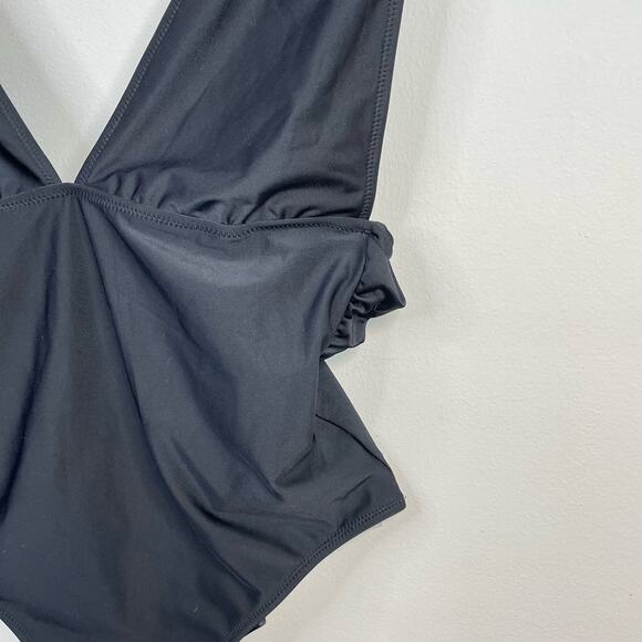 Aerie Black Plunge One Piece Swimsuit Swim Bathing Suit womens S Long Tall - Picture 2 of 13